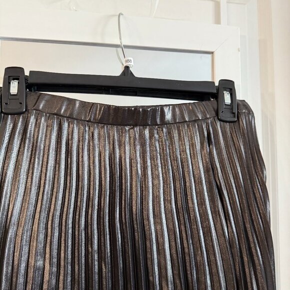 NEW The Isobel Silky Pleated Skirt by Maeve Size Medium Color Black Grey - Picture 3 of 6